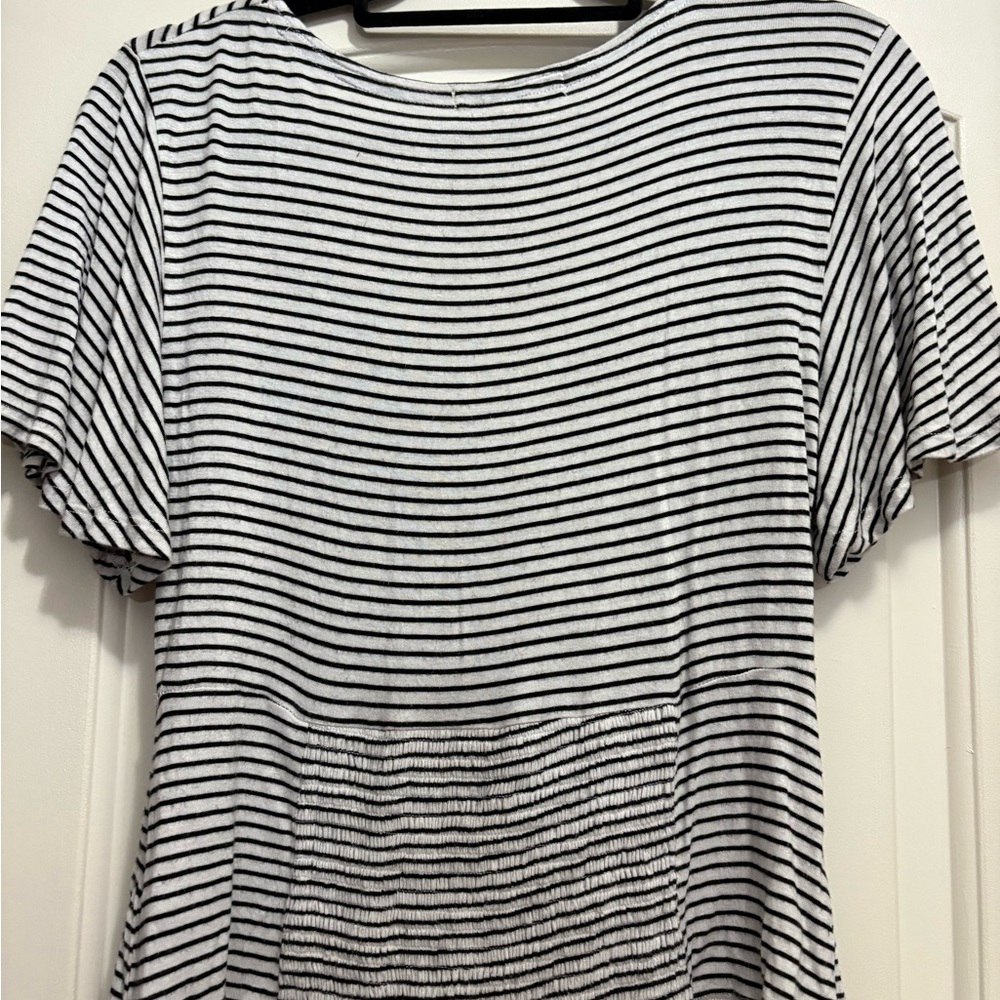 Free People Black and White Tie Front Fitted Blouse - Picture 5 of 6